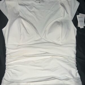 Abercrombie White Structured Bust Ruched Tank Top